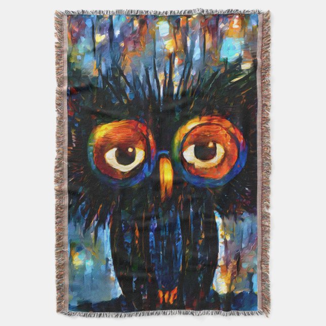 Brilliant and Wise Owl  Throw Blanket (Front Vertical)