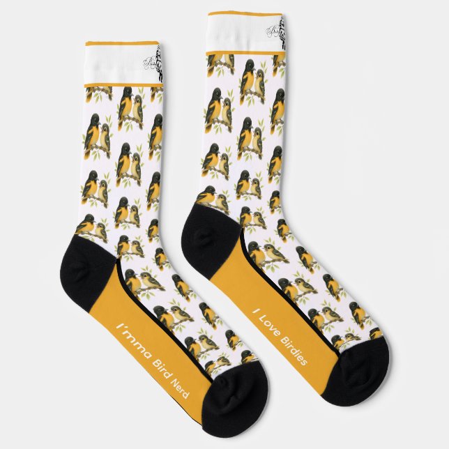 Brilliant Baltimore Oriole Bird Socks (Right)
