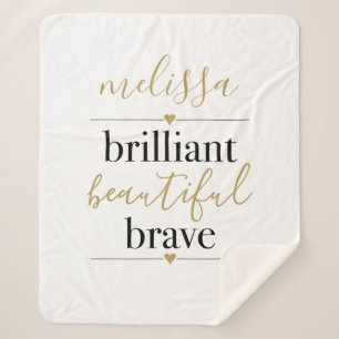 Brilliant Beautiful Brave Personalised Name  Sherpa Blanket