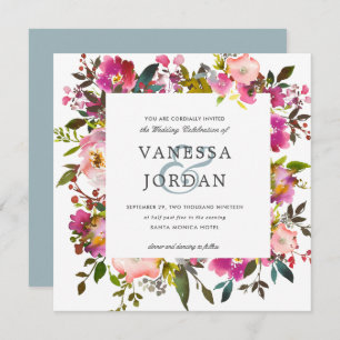 Brilliant Bloom   Floral Botanical Pink Wedding Invitation