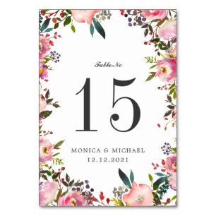 Brilliant Bloom WEDDING Personalised Table Number