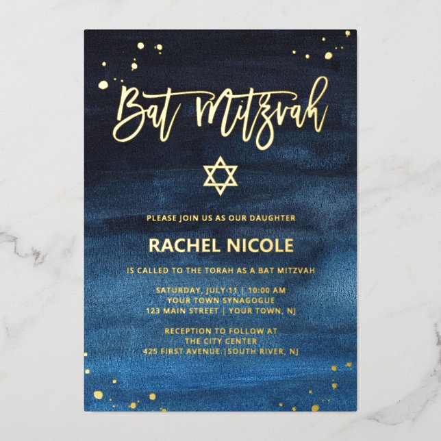 Brilliant Blue and Gold Bat Mitzvah (Front)
