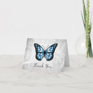 Brilliant Blue Butterfly Thank You Card
