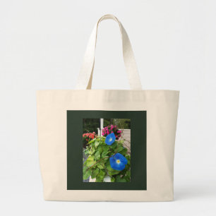 Brilliant Blue Morning Glories Large Tote Bag