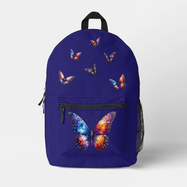 Brilliant Butterflies in flight Printed Backpack (Front)
