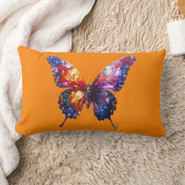 Brilliant Butterfly in Diamonds Lumbar Cushion (Blanket)
