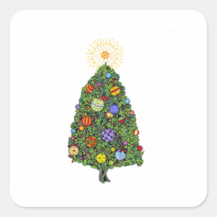 Brilliant Christmas Tree Square Sticker