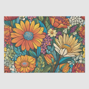 Brilliant Colour Mosaic Flowers Tissue Paper