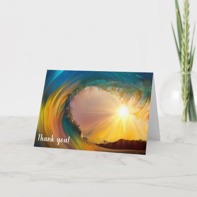 Brilliant colour tropical wave at sunset card (Front)