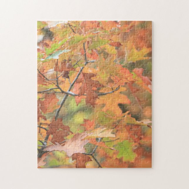 Brilliant Colourful Fall Leaves Family Fun Time Jigsaw Puzzle (Vertical)