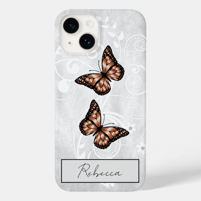 Brilliant Copper Butterflies Case-Mate iPhone Case (Back)