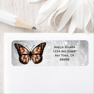 Brilliant Copper Butterfly Address Label Return Address Label