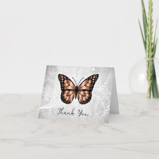 Brilliant Copper Butterfly Thank You Card (Front)