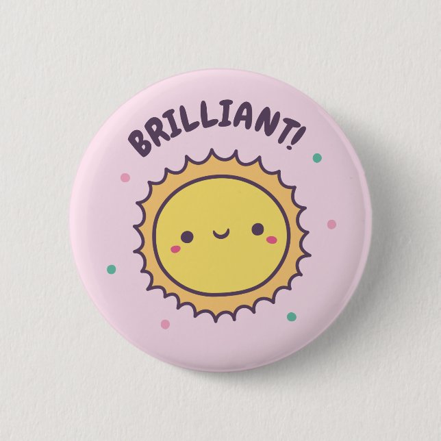Brilliant Cute Sun Doodle 6 Cm Round Badge (Front)