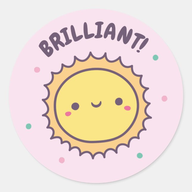 Brilliant Cute Sun Positive Reward Classic Round Sticker (Front)