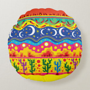 Brilliant Desert Motifs Round Cushion