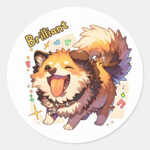 Brilliant Dog Anime Funny Classic Round Sticker