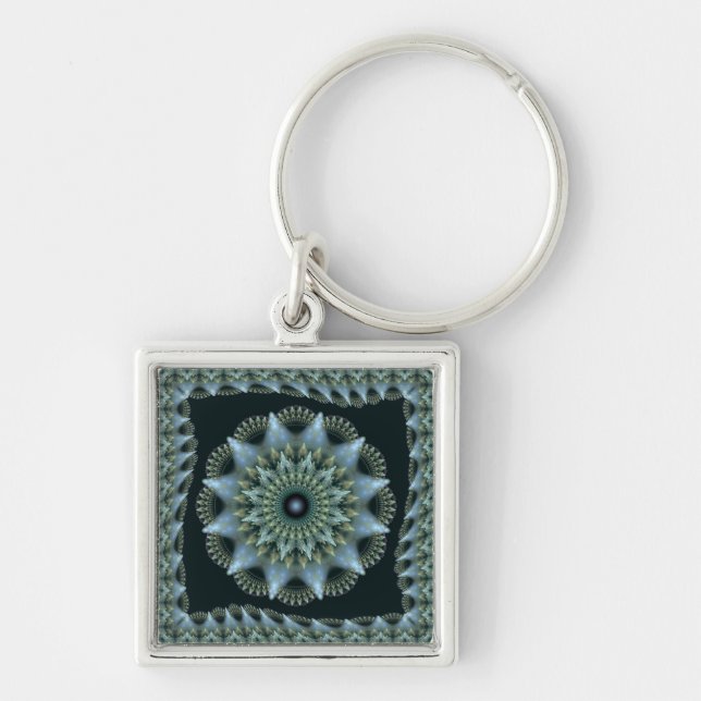 Brilliant fractal star ornament key ring (Front)