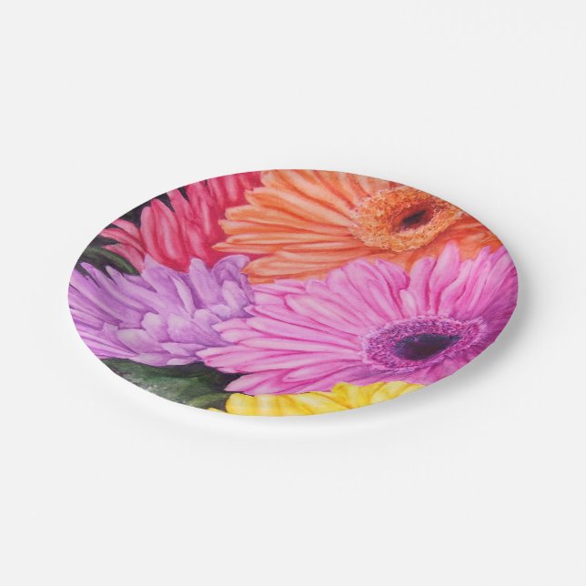 BRILLIANT GERBER FLOWERS PAPER PLATE (Angled)