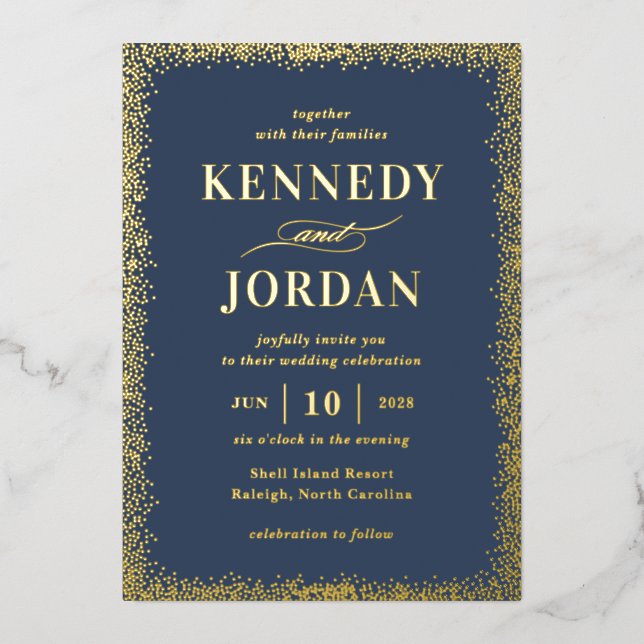 Brilliant Glow REAL FOIL Modern Wedding Invitation (Front)