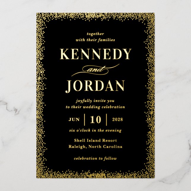 Brilliant Glow REAL FOIL Modern Wedding Invitation (Front)