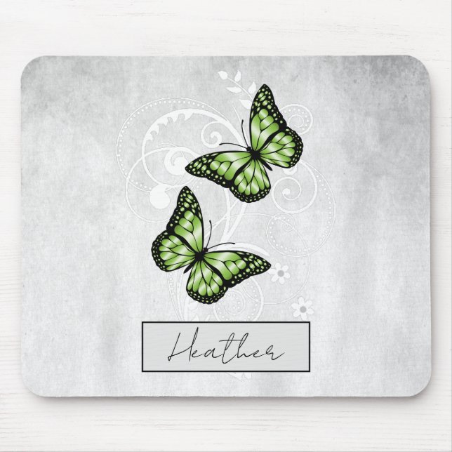 Brilliant Green Butterflies Mouse Pad (Front)