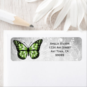 Brilliant Green Butterfly Address Label Return Address Label