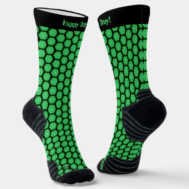 Brilliant Green Fractal Ice Pattern Socks (Angled)