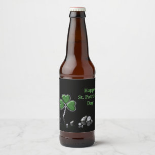 Brilliant Happy St. Patrick's Day Diamonds Beer Bottle Label