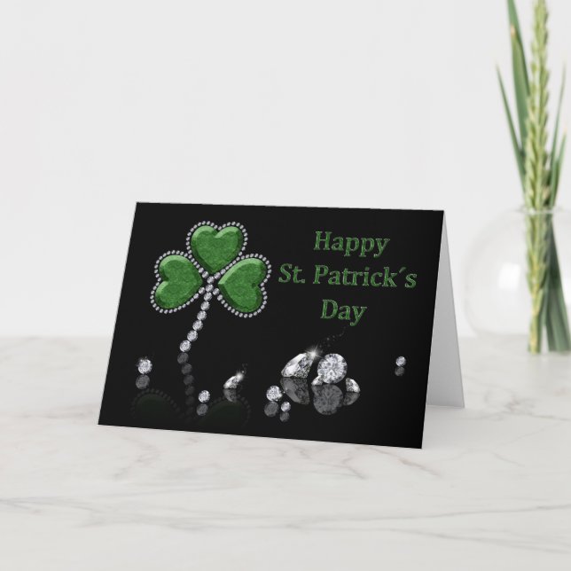 Brilliant Happy St. Patrick's Day Diamonds Card (Front)