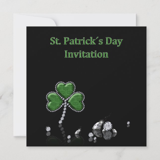 Brilliant Happy St. Patrick's Day Diamonds Invitation (Front)