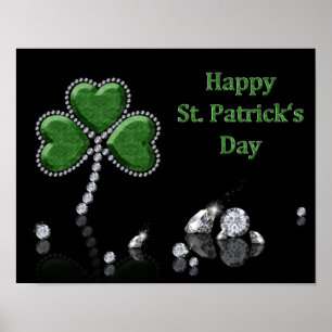 Brilliant Happy St. Patrick's Day Diamonds Poster