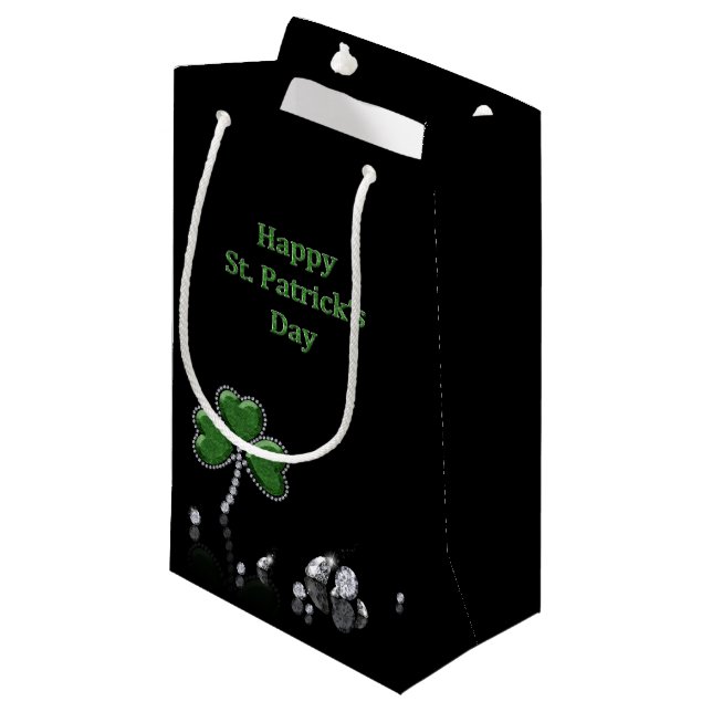 Brilliant Happy St. Patrick's Day Diamonds Small Gift Bag (Front Angled)