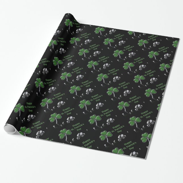 Brilliant Happy St. Patrick's Day Diamonds Wrapping Paper (Unrolled)