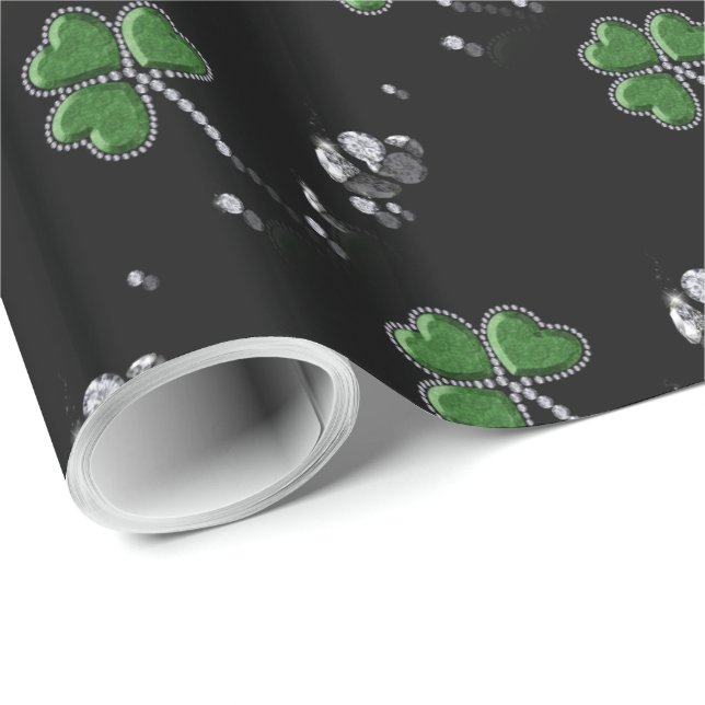 Brilliant Happy St. Patrick's Day Diamonds Wrapping Paper (Roll Corner)