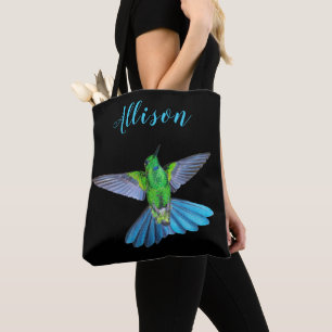 Brilliant Hummingbird Customized Name Tote Bag