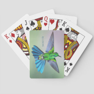 Brilliant Hummingbird Flying Personalized Name Playing Cards