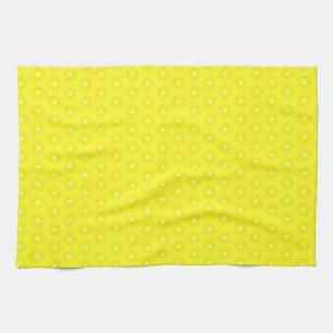 Brilliant Lemon Yellow Sunshine Stars Pattern Tea Towel