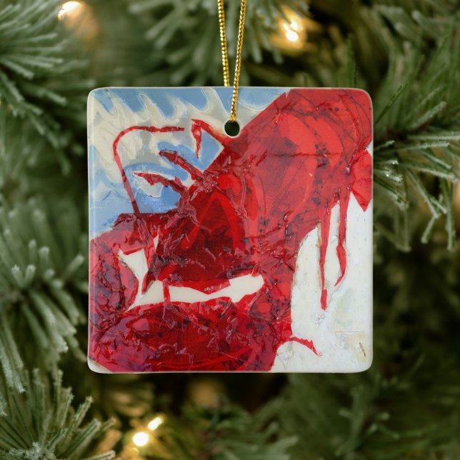 Brilliant Maine Lobster Ceramic Ornament (Tree)