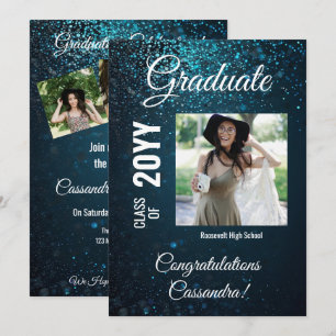 Brilliant Modern Classic Photo Graduation Party Invitation