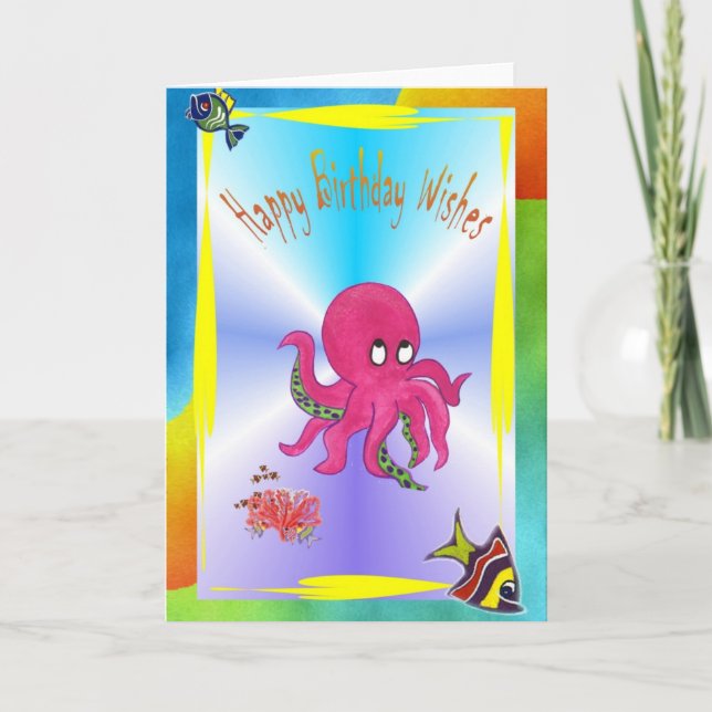 Brilliant Octopus Happy Birthday Card (Front)