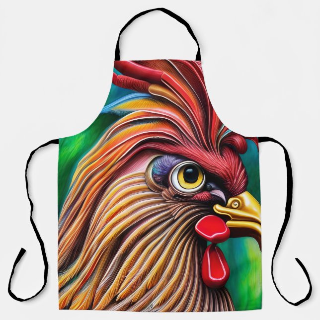 Brilliant Orange Rooster Apron (Front)