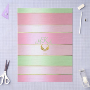 Brilliant Pastel Pink and Green Striped Tissue Paper