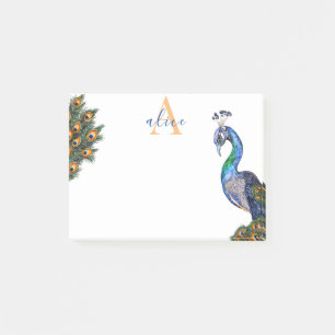 Brilliant Peacock Monogram Post-it Notes