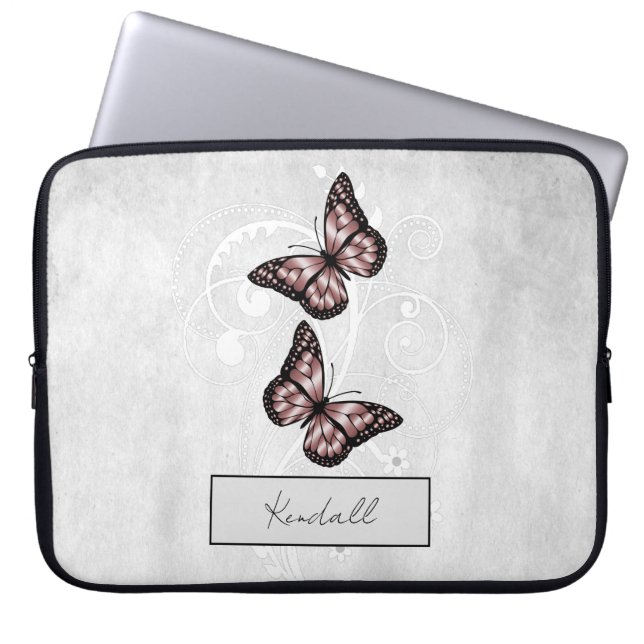 Brilliant Pink Butterflies Laptop Sleeve (Front)