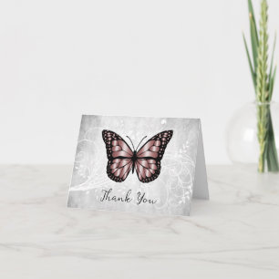Brilliant Pink Butterfly Thank You Card