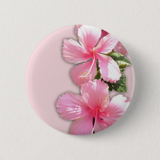 Brilliant Pink Hawaiian Hibiscus Flowers 6 Cm Round Badge (Front)