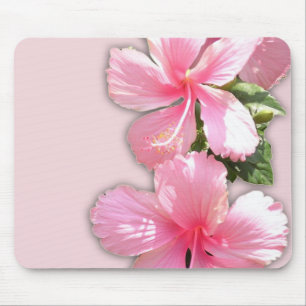 Brilliant Pink Hibiscus Flowers Mouse Pad
