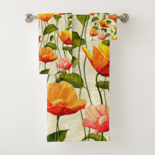 Brilliant Poppies Bath Towel Set
