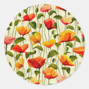 Brilliant Poppies Classic Round Sticker